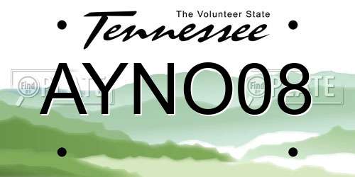 AYNO08 Tennessee License Plate