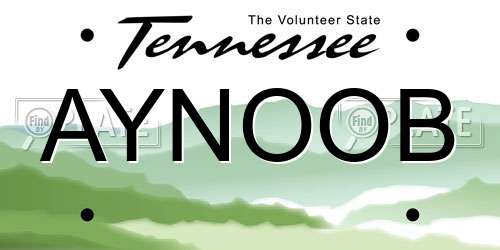 AYNOOB Tennessee License Plate