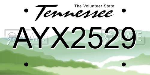 AYX2529 Tennessee License Plate