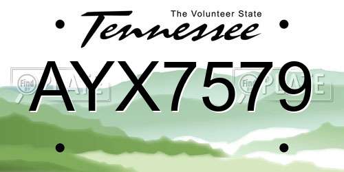 AYX7579 Tennessee License Plate