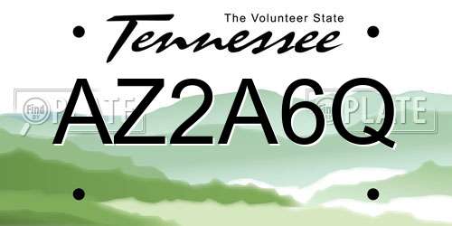 AZ2A6Q Tennessee License Plate