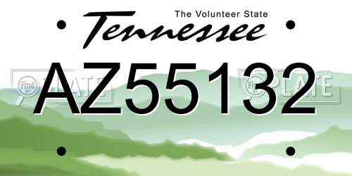AZ55132 Tennessee License Plate
