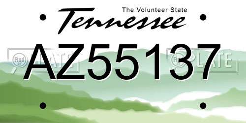 AZ55137 Tennessee License Plate