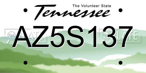 AZ5S137 Tennessee License Plate
