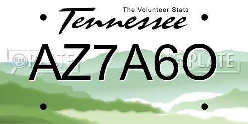 AZ7A6O Tennessee License Plate