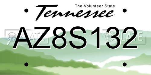 AZ8S132 Tennessee License Plate