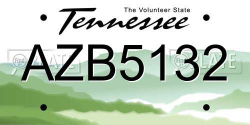AZB5132 Tennessee License Plate