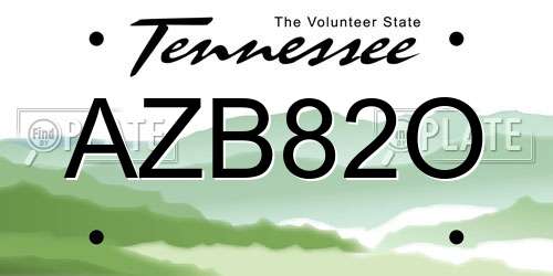 AZB82O Tennessee License Plate