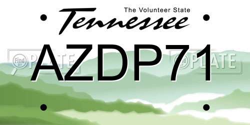 AZDP71 Tennessee License Plate