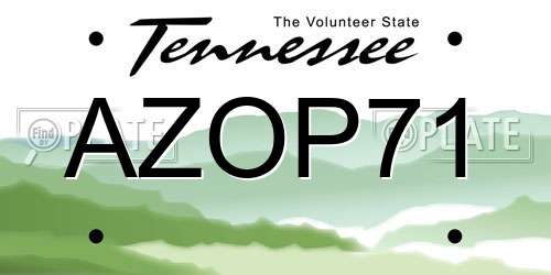 AZOP71 Tennessee License Plate