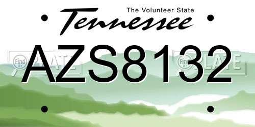 AZS8132 Tennessee License Plate