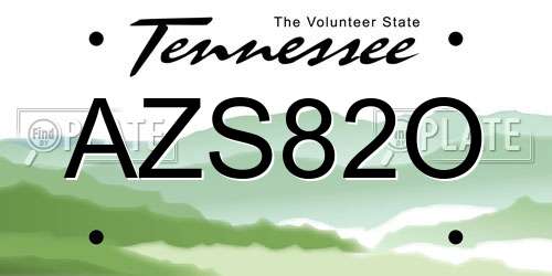 AZS82O Tennessee License Plate