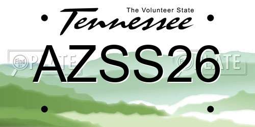AZSS26 Tennessee License Plate