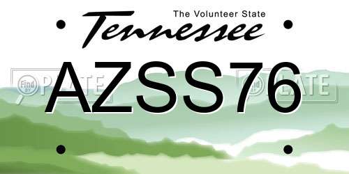 AZSS76 Tennessee License Plate