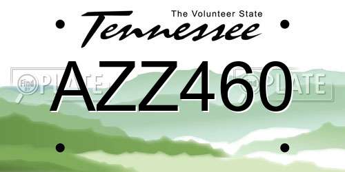 AZZ460 Tennessee License Plate