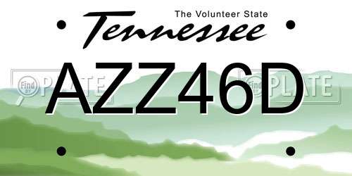 AZZ46D Tennessee License Plate