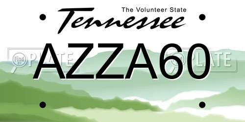 AZZA60 Tennessee License Plate