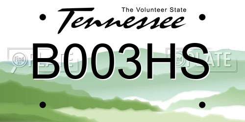 B003HS Tennessee License Plate