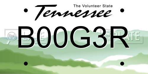 B00G3R Tennessee License Plate