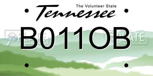 B011OB Tennessee License Plate