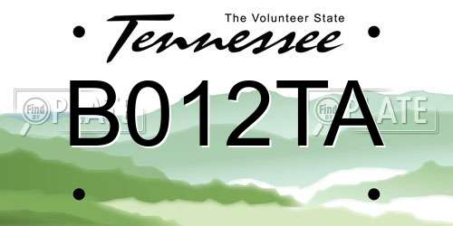 B012TA Tennessee License Plate