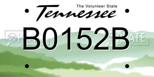 B0152B Tennessee License Plate