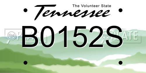 B0152S Tennessee License Plate