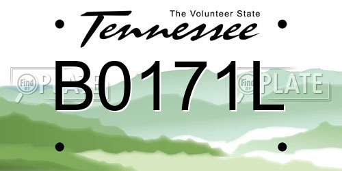 B0171L Tennessee License Plate
