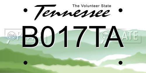 B017TA Tennessee License Plate