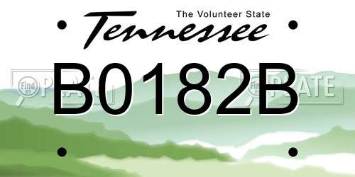 B0182B Tennessee License Plate