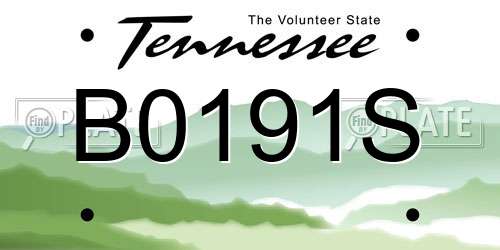 B0191S Tennessee License Plate