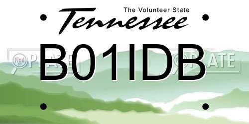 B01IDB Tennessee License Plate