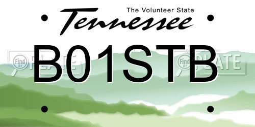 B01STB Tennessee License Plate