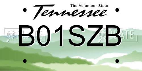B01SZB Tennessee License Plate