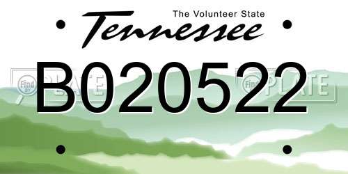B020522 Tennessee License Plate