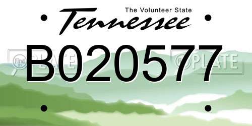 B020577 Tennessee License Plate