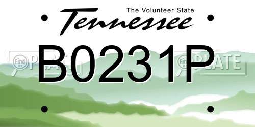 B0231P Tennessee License Plate