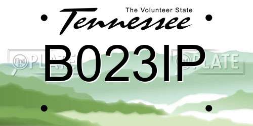B023IP Tennessee License Plate