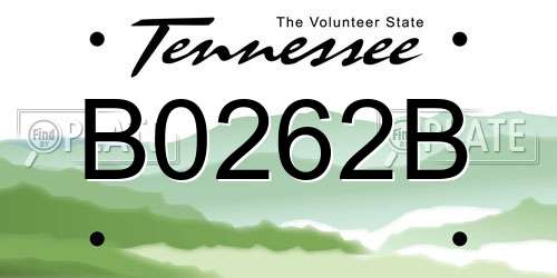 B0262B Tennessee License Plate