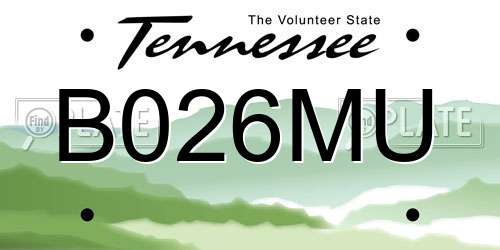 B026MU Tennessee License Plate