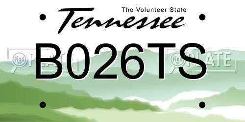 B026TS Tennessee License Plate