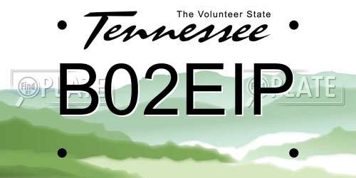 B02EIP Tennessee License Plate