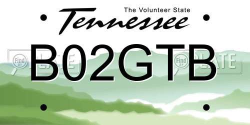 B02GTB Tennessee License Plate