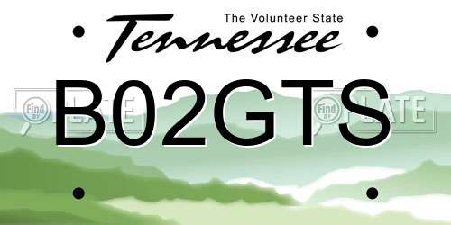 B02GTS Tennessee License Plate