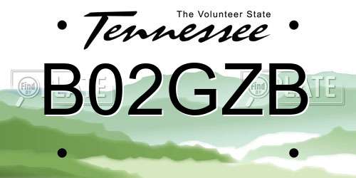 B02GZB Tennessee License Plate