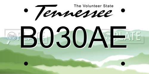B030AE Tennessee License Plate