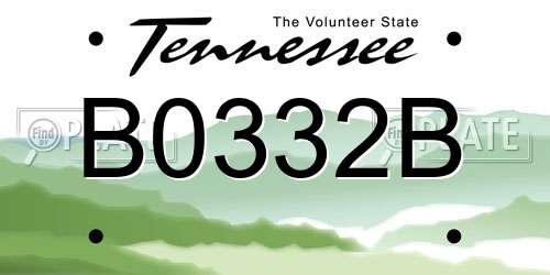 B0332B Tennessee License Plate