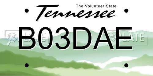 B03DAE Tennessee License Plate