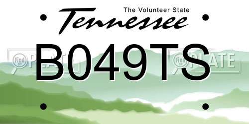 B049TS Tennessee License Plate