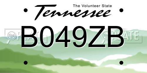 B049ZB Tennessee License Plate